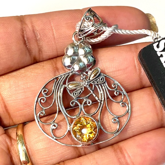 New Samuel B. Citrine, Sterling & 18k Gold Pendant - Picture 5 of 9